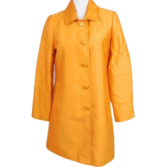 Banana Republic Jackets & Blazers - Vtg Banana Republic Neon Orange Silk Blend Button Down Midi Trench Jacket Coat